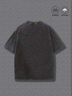 Men's 100% Pure Cotton Short-Sleeve T-Shirt, Summer Casual Versatile Crew Neck Top with Geometric Line Abstract Art Print, Breathable and Sweat-Wicking Fabric, Vintage Washed Distressed Style, Suitable for Daily Commuting, Parties, and Running - Black