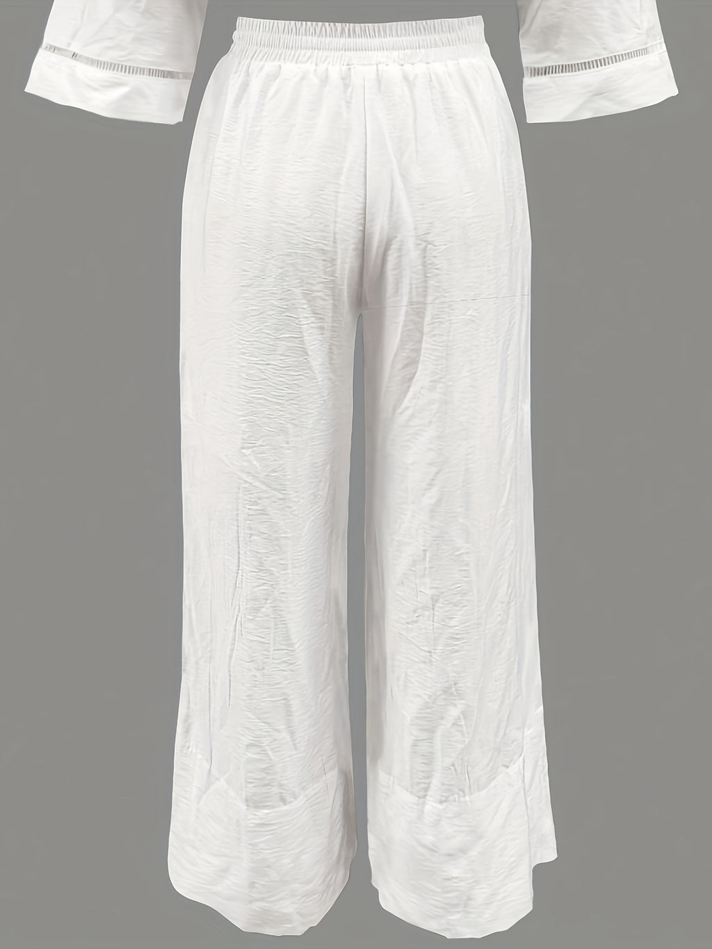 YT Women's Elegant Collection Relaxed Fit Drawstring Waist Pants - Lightweight Breathable Fabric, Solid Color Spring/Summer Casual Lounge Pants for Casual Attire, Summer Clothing, Quality Textile Craftsmanship, Flowing Fabric Trousers - White