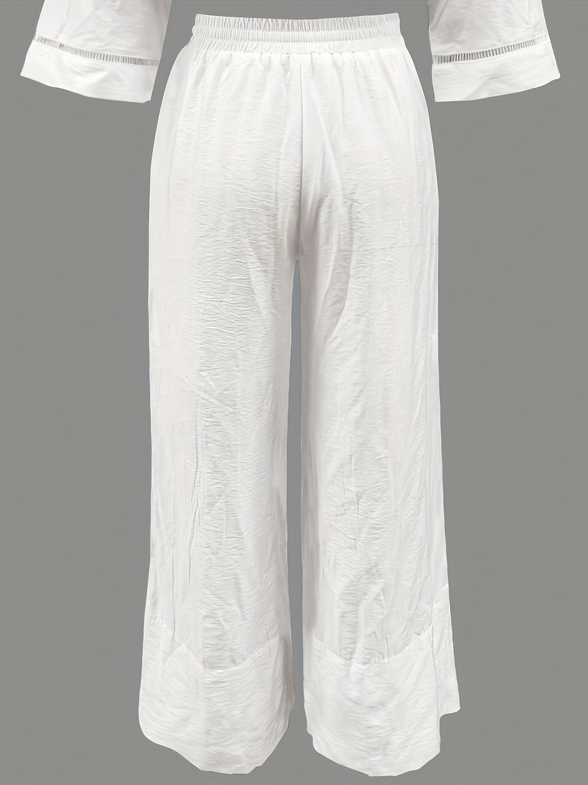 YT Women's Elegant Collection Relaxed Fit Drawstring Waist Pants - Lightweight Breathable Fabric, Solid Color Spring/Summer Casual Lounge Pants for Casual Attire, Summer Clothing, Quality Textile Craftsmanship, Flowing Fabric Trousers - White