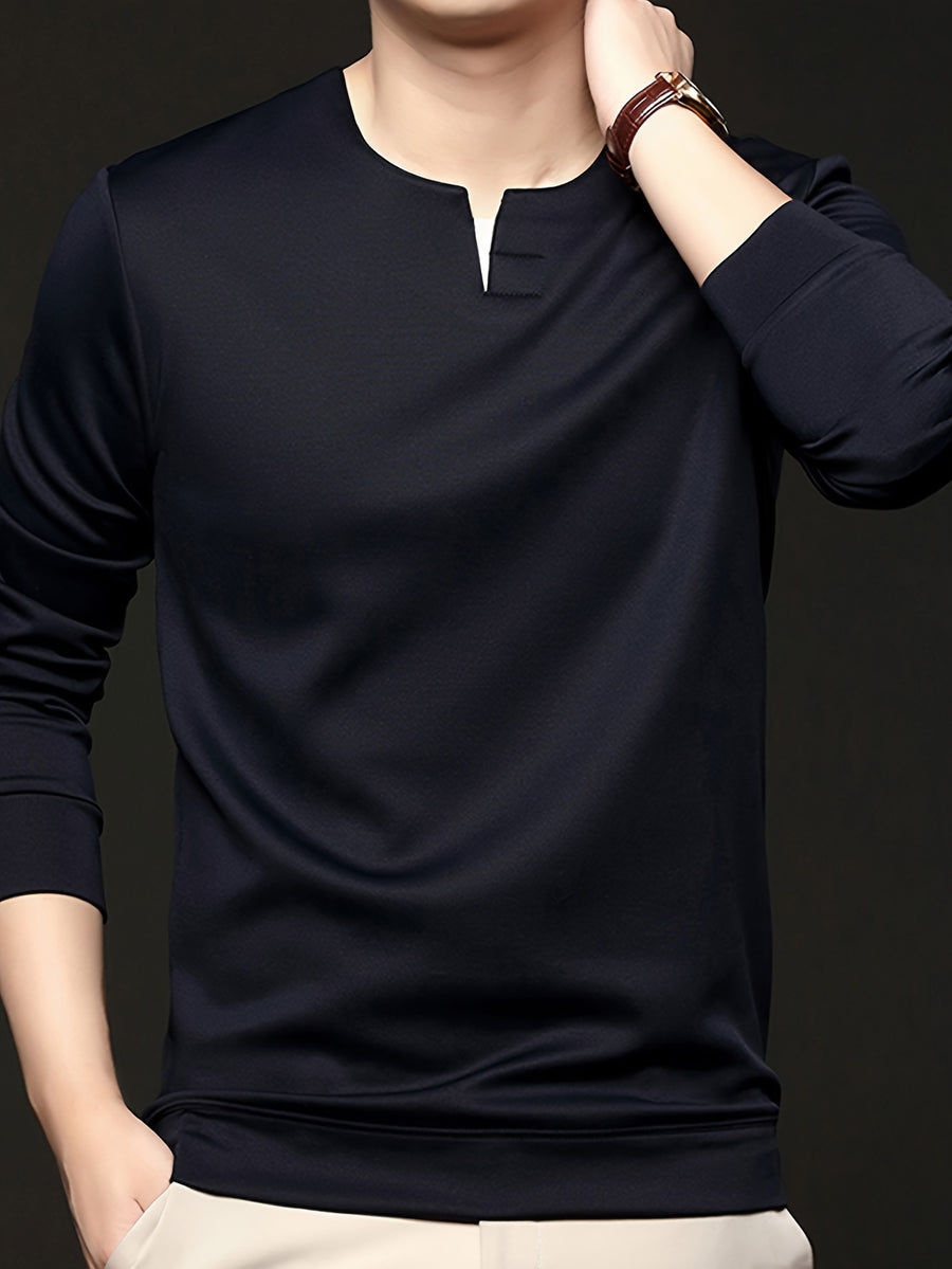 Spring/Autumn New Fashion Slim Fit Men'S Small V-Neck Long Sleeve Sweatshirt Comfortable Skin-Friendly Main Push Style - SINBOS - Navy