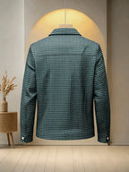 Men'S Plaid Lapel Button-Front Jacket, 100% Polyester Breathable Anti-Scratch Quick-Dry Wrinkle-Resistant Office Daily Casual Outerwear - Military Green