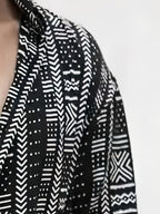 Men's Casual Loose Summer Beach Striped Contrasting Short Sleeved Shirt for Daily Casual Wear - Black
