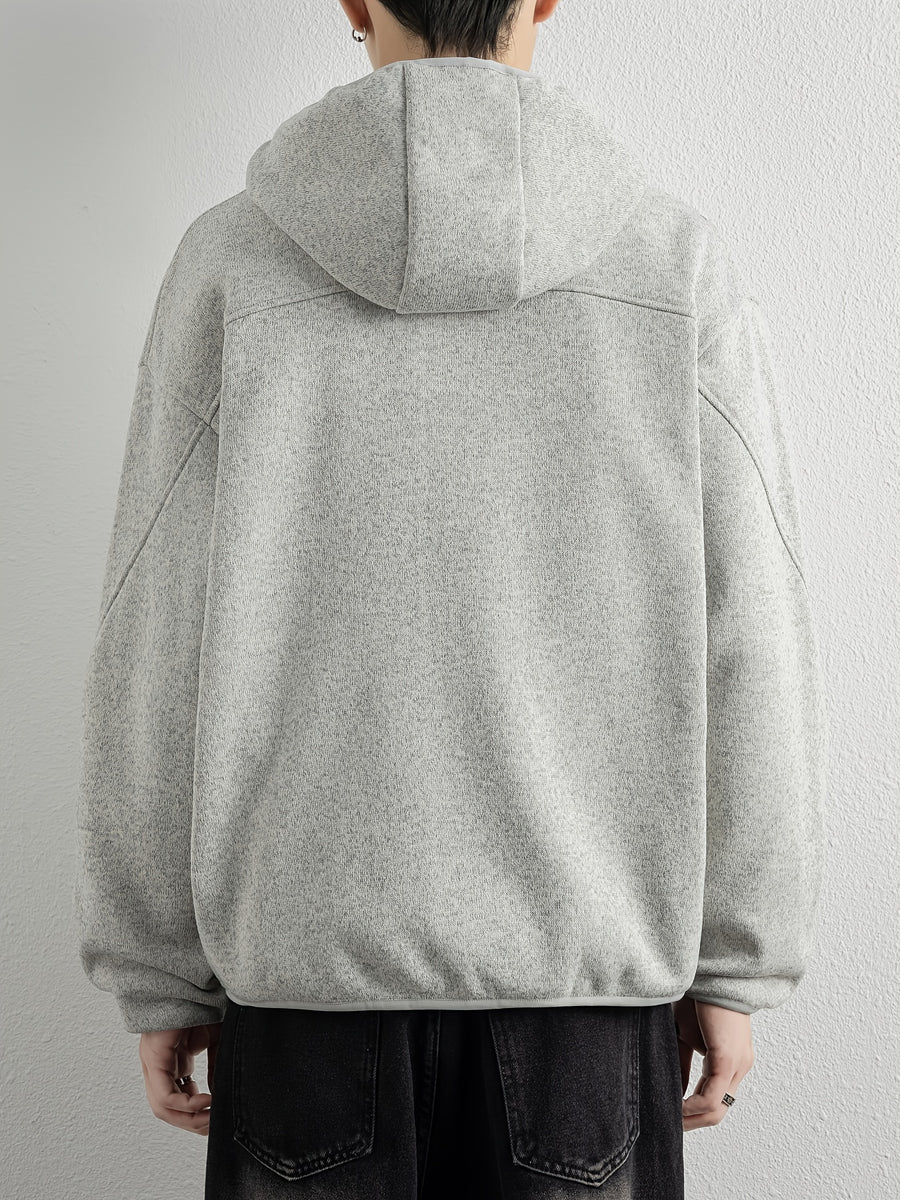 Men'S Spring And Autumn Hooded Sweatshirt Cardigan, Basic Jacket, Multiple Colors Available, Casual Zipper Design, Easy to Wear. Pair with Solid Color Base Pieces, Easily Integrates Into Various Fashion Trends, Practical And Minimalist Fashion - Heather Gray