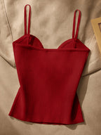 Women's Metal-Embellished Body-Hugging Top ZLLZ - Red