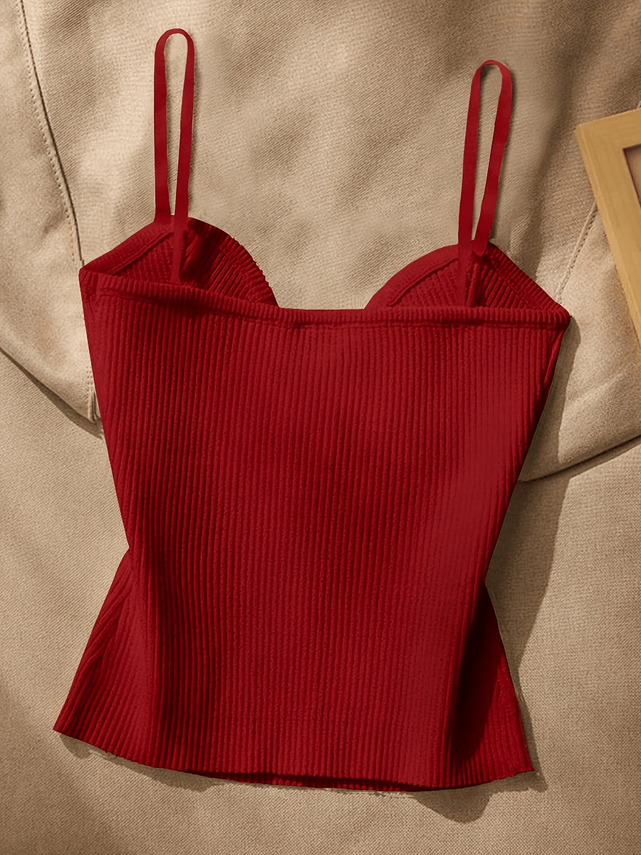 Women's Metal-Embellished Body-Hugging Top ZLLZ - Red