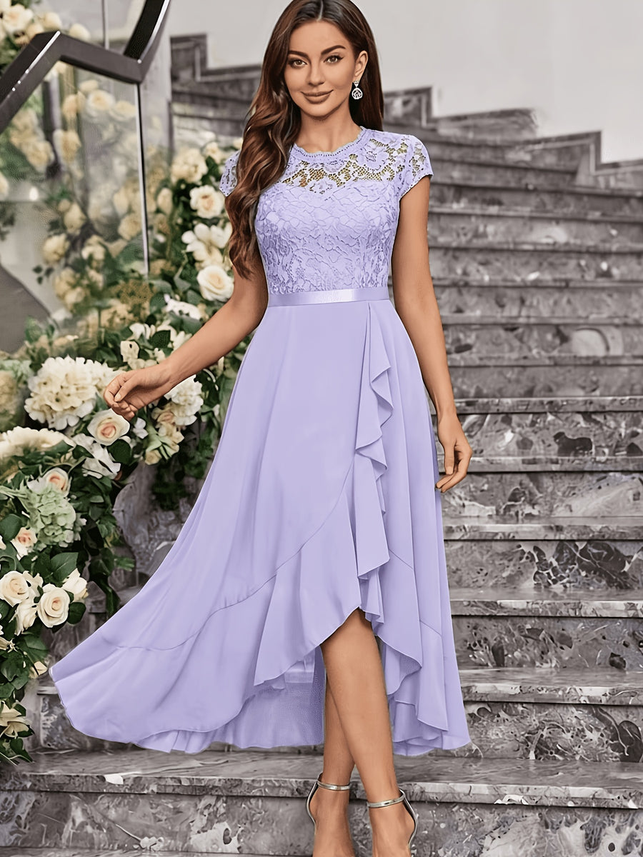 Western Hot Style Women'S Bridesmaid Dress Elegant Waist-Cinching Proper Party Gown Wedding Guest Outfit - Sky Blue