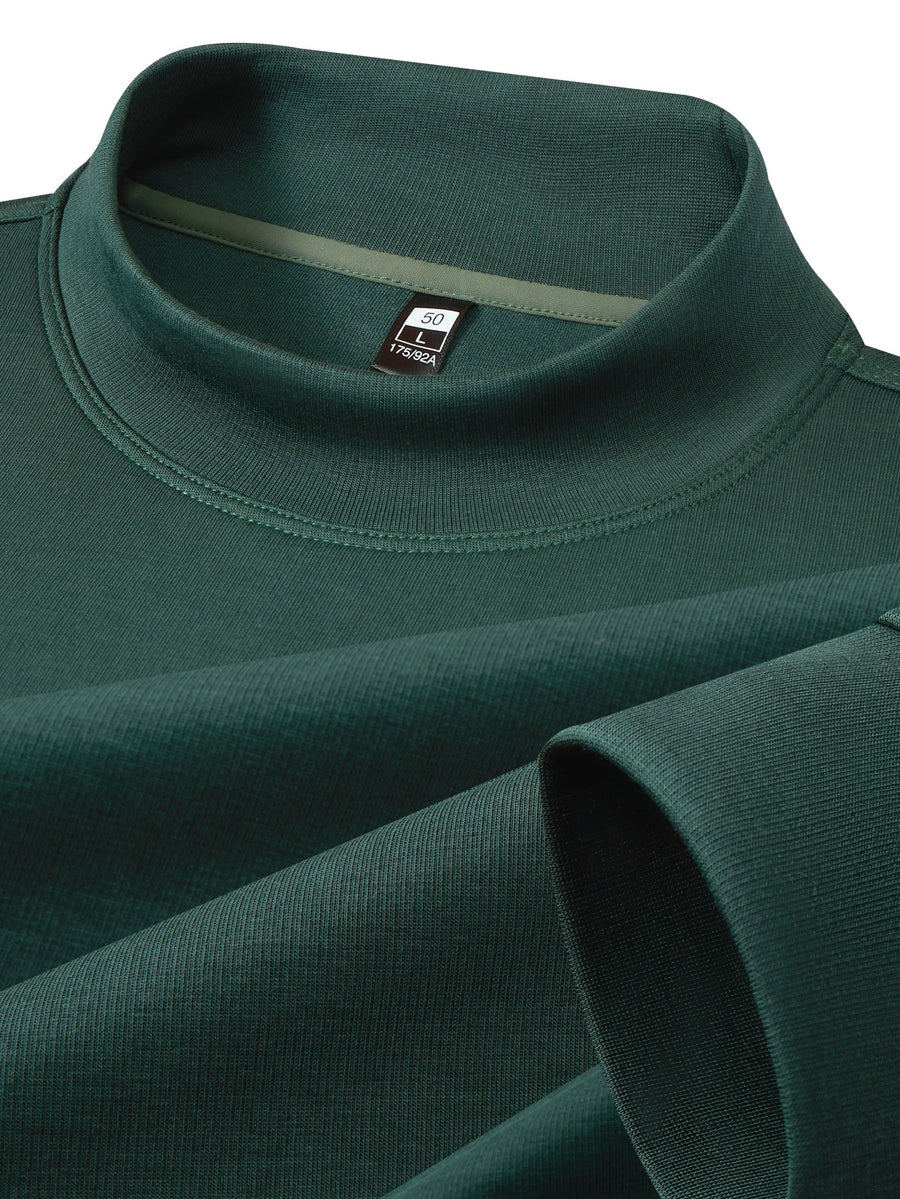 Autumn/Winter New Style Solid Color Half-Turtleneck Lyocell High-Quality Long-Sleeve Knit Base Layer, Versatile and Warm Men's Sweater, Skin-Friendly, Comfortable, Durable, and Breathable Men's Top, Cold-Proof Pullover FL27 - Dark Green