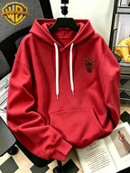 Authorized by Warner Bros., 2026 New Soren Helmet with Red Print, Men'S Hoodie, Hooded Sweatshirt, Kangaroo Pocket And Drawstring Hat, Suitable for Daily And Outdoor Sports Wear, Autumn And Winter Warm Jacket, Fashionable Jacket - Red