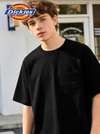 Lisheng Yue Selection DICKIES International Brand Men's Short-Sleeve T-Shirt, Summer 2026 New Style, Cooling Lenzing Bamboo Rayon, Premium Feel, Pocket, Regular Shoulder, Half-Sleeve, Men's Lenzing Bamboo Rayon Pocket Short T-Shirt - Black