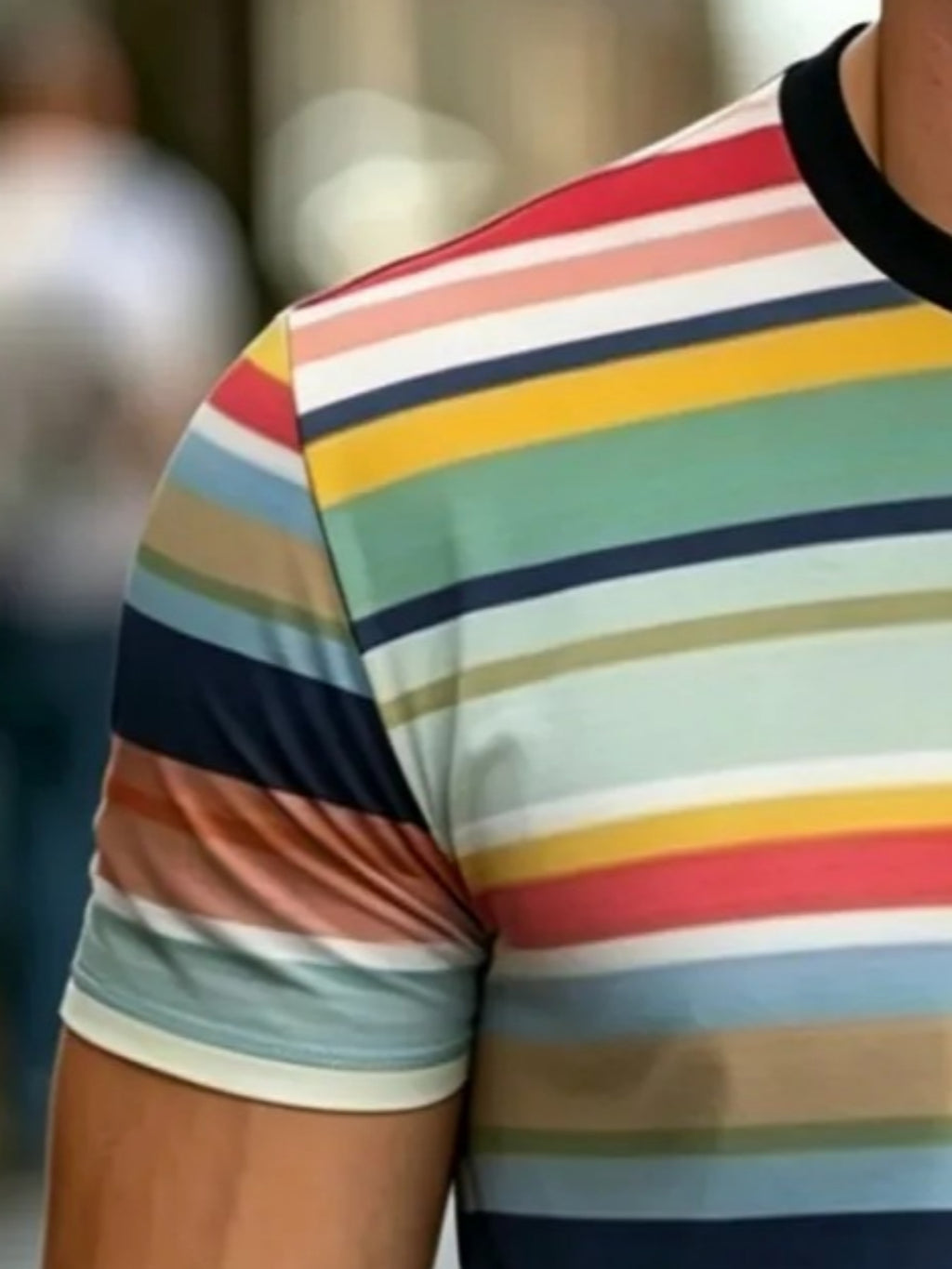 Comfortable Fit Casual Street-style Top with Colorful Stripes, Suitable for Daily Wear and as a Boyfriend Gift, Casual Sporty Style, Machine Washable - Mixed colors