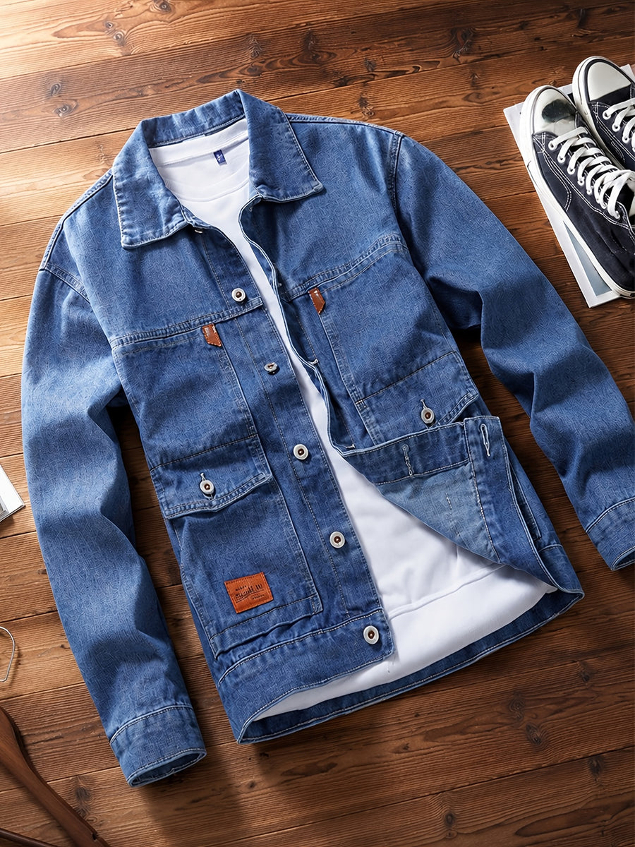 Men'S Versatile Denim Jacket, Men'S Versatile American Retro Washed Work Jacket, Durable And Tough, Suitable for Commuting And Streetwear, Soft Denim Fabric Not Stiff, Versatile And Slimming, a Must-Have Casual Jacket for in Daily Life - Blue