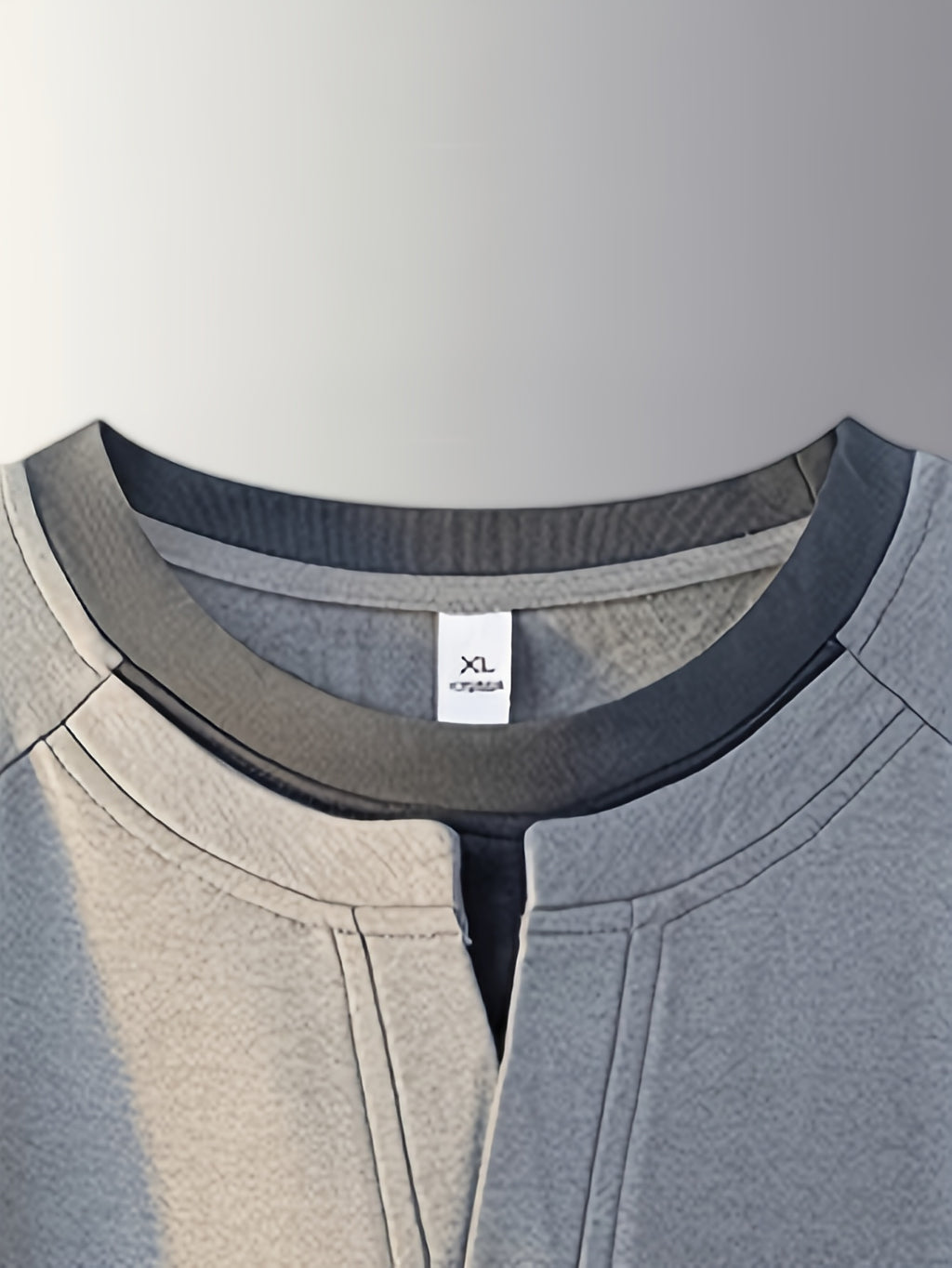 2-in-1 Look Color Block Raglan Sleeve T-Shirt for Men, Summer Crew Neck Short Sleeve T-Shirt, Boys' Summer V-Neck Casual Loose Fit Sport T-Shirt, Men's Top - Elegant Gray
