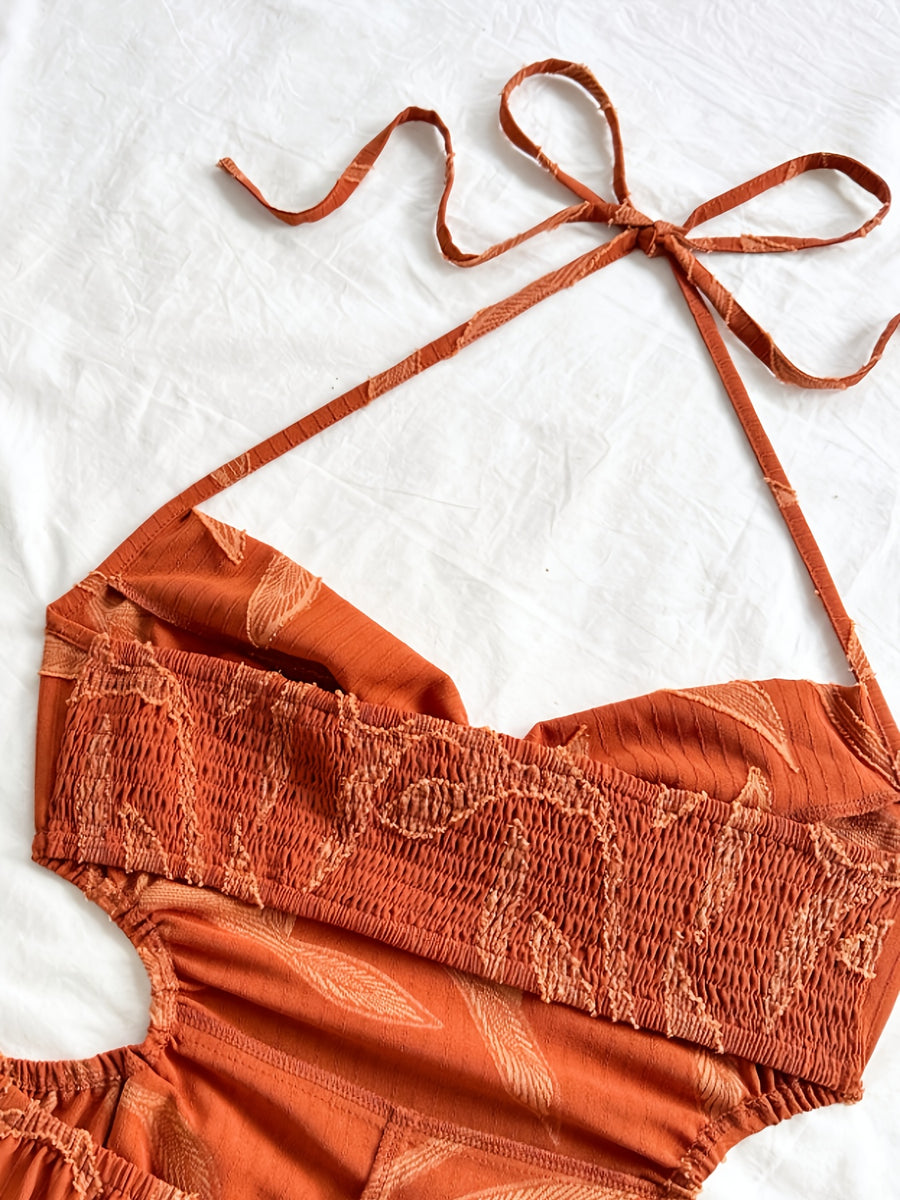 Ladies' Orange Casual Jumpsuit - Orange