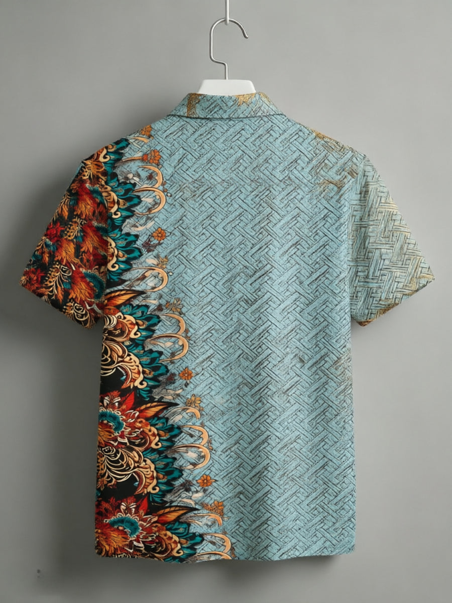 Digital Print - New Short Sleeve Polo Collar Men'S Digital Print All-Over Design Cool Summer Men'S Top [Print Design-Not Textured] - Mixed colors