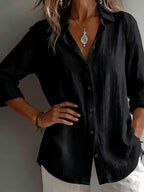 BK260503047 Women'S Solid Color Shirt, Easy to Dry And Soft Texture, Elegant And, Commute Layering Versatile Shirt - Black