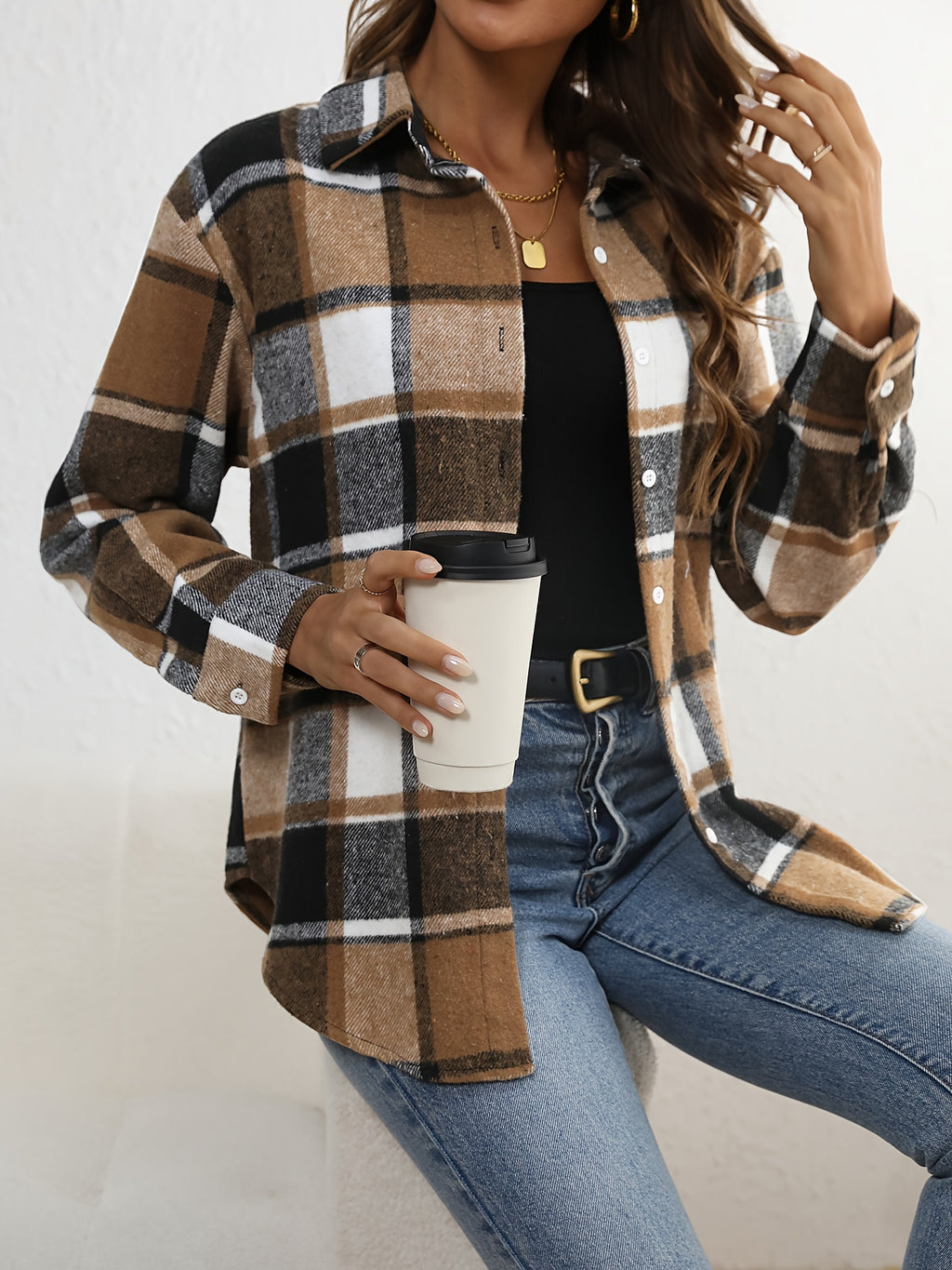 Plaid Shirt - Coffee Brown
