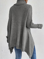 New Autumn and Winter Women's Casual Long Sleeve High Neck Pullover - Grey White