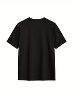 Men's Casual Short Sleeve T-Shirt - Summer Breathable Round Neck Tee with Subtle Random Print Patterns, Machine Washable Regular Fit Suitable for Casual Attire, Office, Gym & Outdoor Activities, Versatile Basic Wardrobe Essential - Black