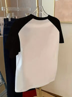 Generic Y2K Aesthetic Star Graphic Tee Women'S Retro Raglan Sleeve T-Shirt Grunge Streetwear Loose Fit Crewneck Short Sleeve Top - White