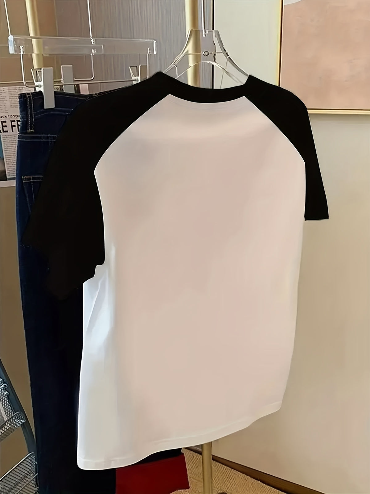 Generic Y2K Aesthetic Star Graphic Tee Women'S Retro Raglan Sleeve T-Shirt Grunge Streetwear Loose Fit Crewneck Short Sleeve Top - White