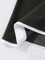 Men'S Long-Sleeve Base Layer Shirt for Spring And Autumn, New Style Faux Two-Piece T-Shirt, Solid Color Waffle Texture Pullover, Fashionable Casual Inner Layer Top with a Stylish Design - Black