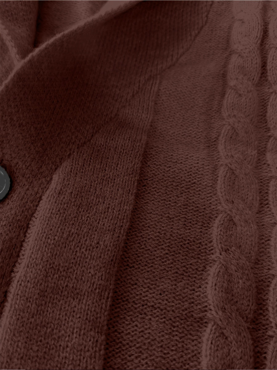 Men's Casual Sport Knit Cardigan, Fashion Knit Cardigan Jacket | Long Sleeve Thickened for Autumn and Winter, Warm, Featuring Cable Knit Craftsmanship, Casual Style Sweater with Button Closure, Regular Fit Long Sleeve Casual Style for Autumn and - Coffee Color