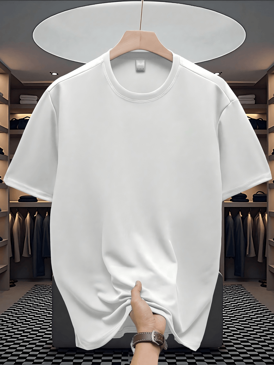 Men'S T-Shirt, Loose Fit Design with Small Daisy Patterns on Back, Easy Fresh Style for Casual Wear, Short Sleeve And Breathable, Ideal for Spring And Summer, Minimalist Aesthetic - White