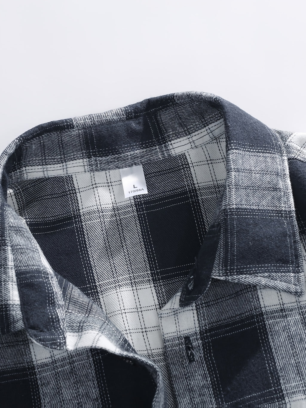 Men Turn- Collar Long Sleeve Plaid Pattern Shirt, Button Up Pocket Loose Blouse for Urban Commute Daily - Blue
