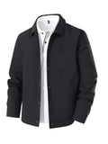 Spring New Lapel Button- Men'S Jacket, Durable And Thin Business Casual Wear, Versatile Long-Sleeve Men'S Top MD12601 - Black
