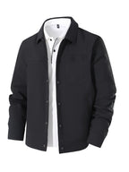 Spring New Lapel Button- Men'S Jacket, Durable And Thin Business Casual Wear, Versatile Long-Sleeve Men'S Top MD12601 - Black