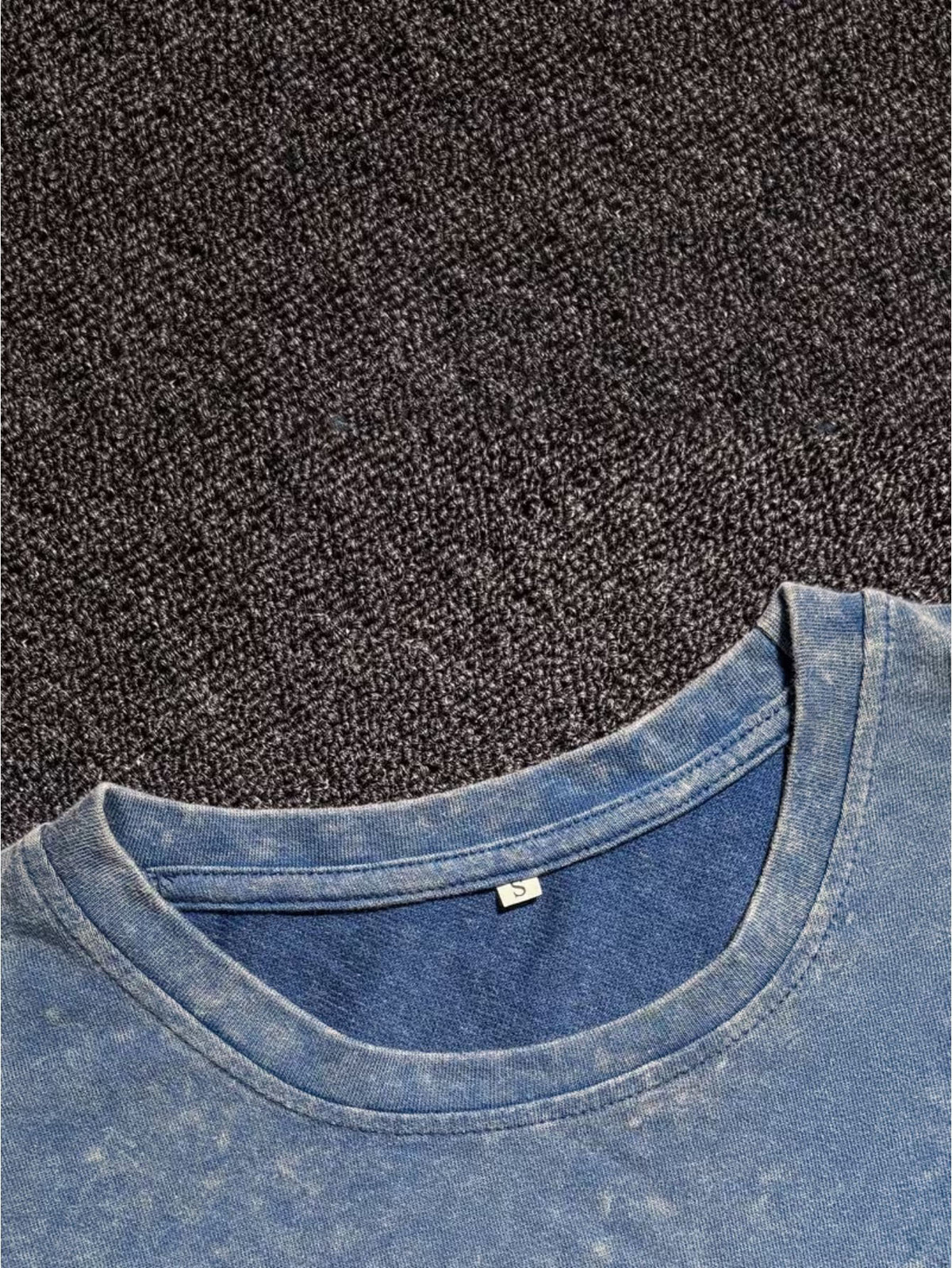 Summer Autumn Fashion Distressed Washed Short Sleeve Shorts with Drawstring Casual Women'S Set, Comfortable for Hot Weather, Classic Silhouette, Relaxed Fit, Casual Home And Outing Two-Piece Set - Blue