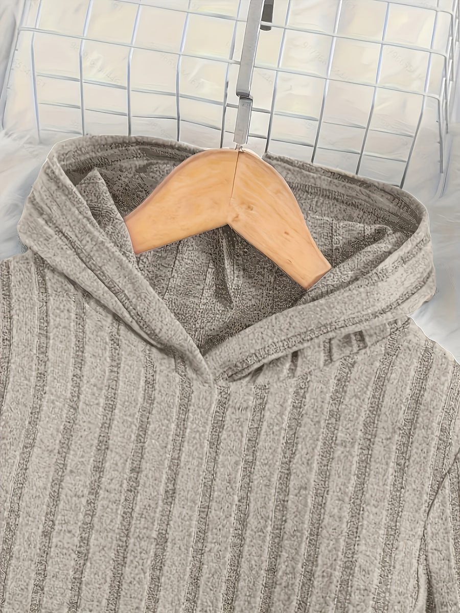 A Set of Women's Rib- Cable- Letter-appliqué Hoodie and Flared Pants - Apricot