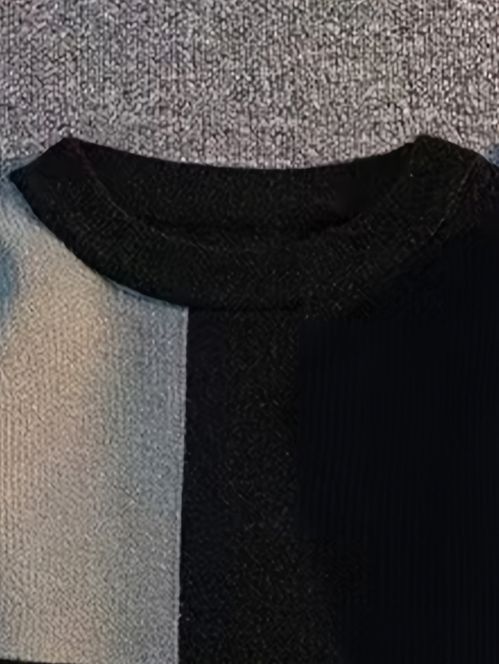 Men's Color Sweater - Soft Warm Round Neck Pullover Sweater Suitable for Autumn Winter, Casual Loose Fit Sweating Top with Color Blocking, Versatile for Layering for Office, Semi-Formal & Casual Attire - Black