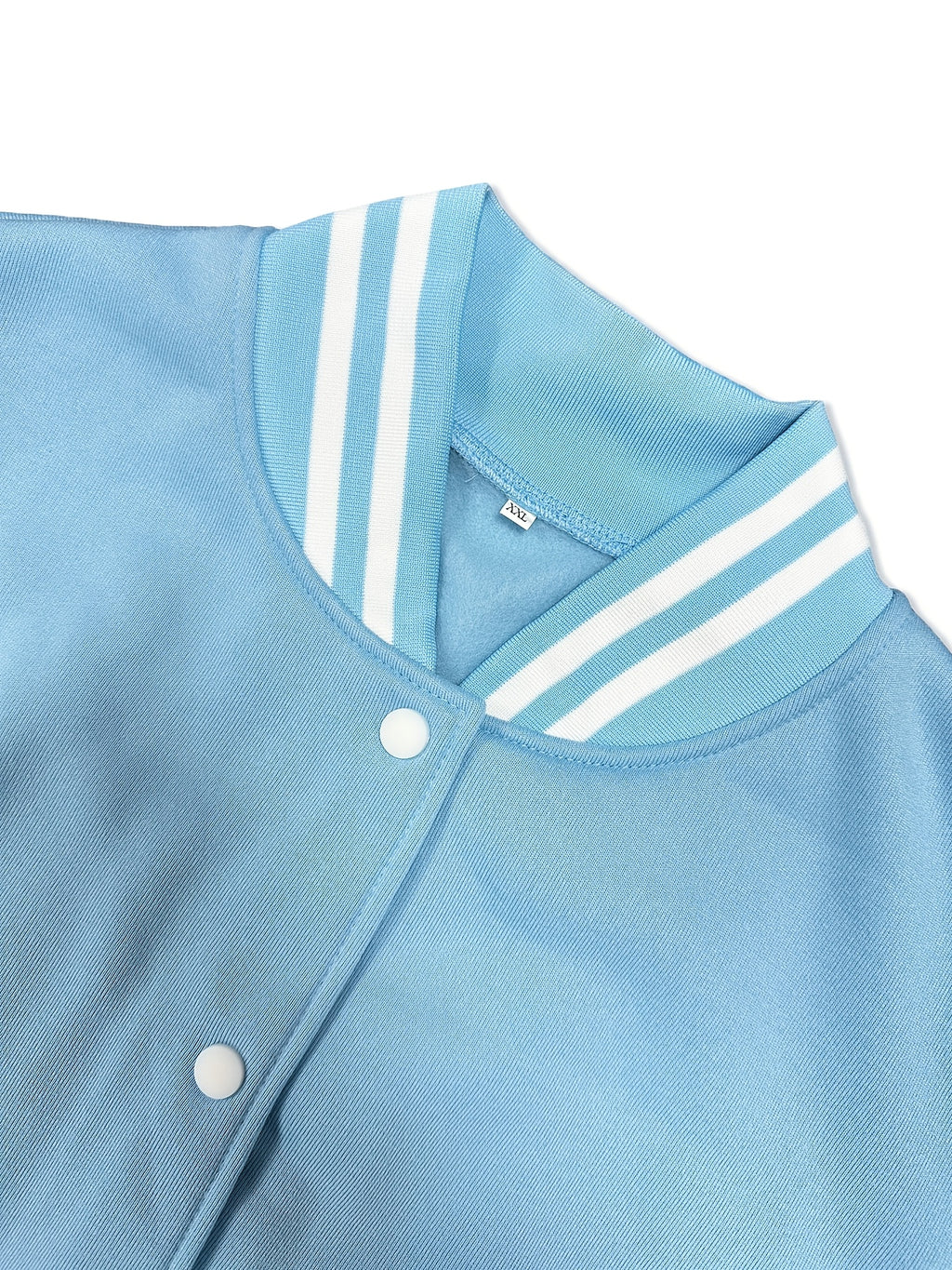 Women'S Black And White Contrast Baseball Jacket, A Letter Pattern Printed Jacket - Blue And White