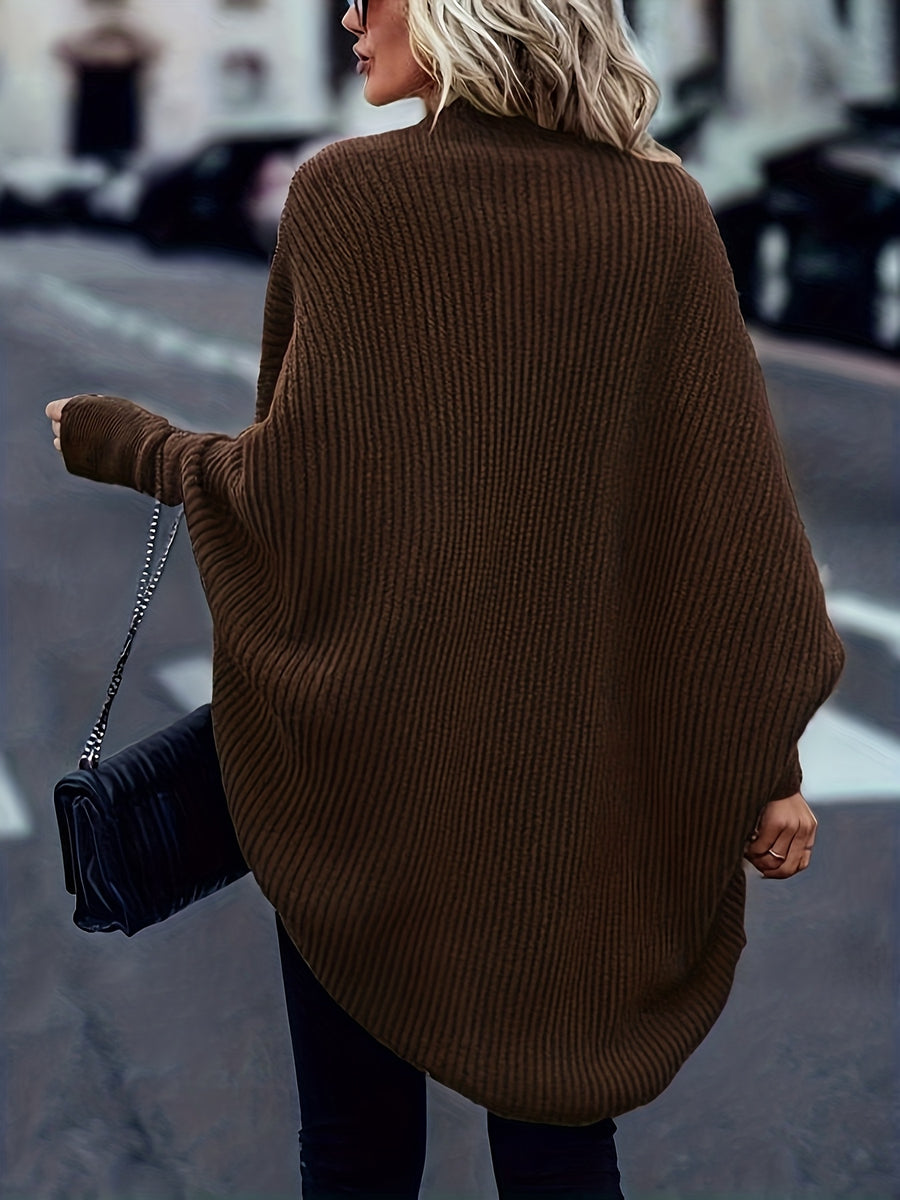 New Autumn And Winter Collection of Popular Casual Fashion Loose And Easy Versatile Elegant Retro Long-Sleeve Shawl Women'S Cardigan Top - Dark Brown