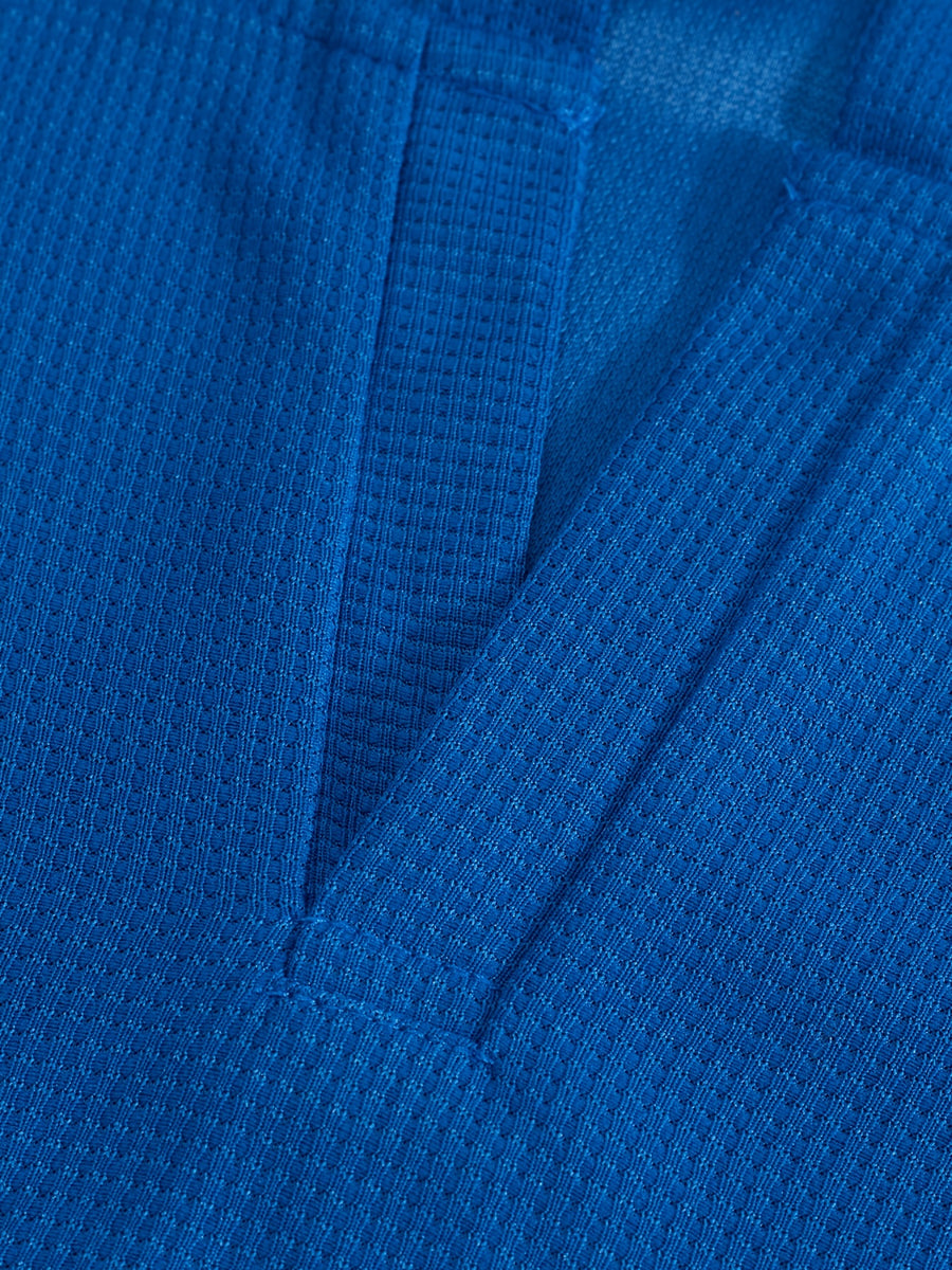 Men'S Waffle Knit Hooded Short Sleeve T-Shirt, Plaid Cuffs Henley Hooded Top, Summer Street Style Casual Wear, Gift for Festive Occasions - Royal Blue