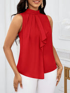 Women'S Fashion Sleeveless Short Sleeve Top - Red