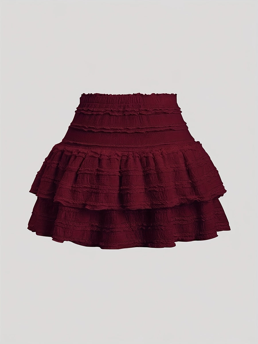 BK012107 White Skirt Lace - Burgundy