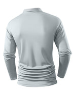 Spring And Autumn Explosive Value Three-Piece POLO Collar Long-Sleeved Top for Men, Stylish, Easy And Versatile, Solid Color Design, Multi-Color Optional Sports And Casual, Soft And Comfortable, Jumper, 220G/Square Meter Fabric Weight - Black White Gray