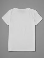Printed Design Casual Crew Neck T-Shirt, Spring/Summer Fashion Women's T-Shirt [Printed Design – Not Textured] - White
