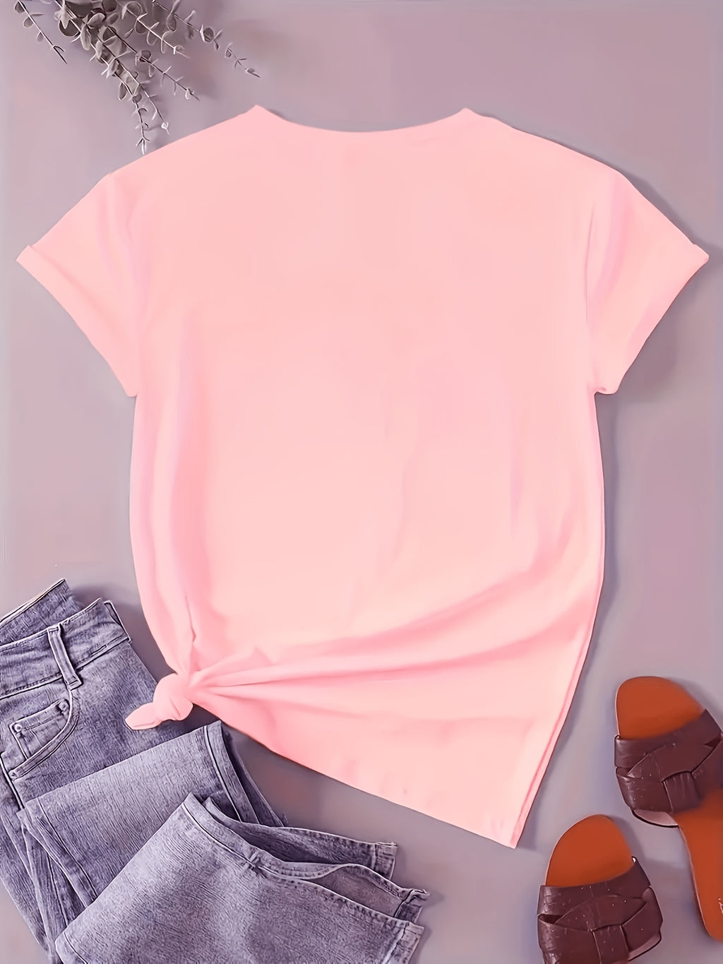 Women'S Blended T-Shirt – Classic Fit, Soft And Breathable, Casual Wear, Timeless Round Neck Design, Versatile for Various Outfits, Stretchy And Comfortable, Machine Washable - Pink