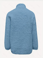Women's Casual Fashion Pullover Zip-Up Long Sleeve Top - Peacock Blue
