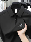 Katemar CRRTMARO New Summer Men's Short Sleeve Polo Shirt, Lapel Simple Business Casual High-End Breathable Half-Sleeve T-Shirt, Men's Apparel JX - Black