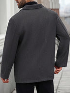 Men'S Fashion Herringbone Jacket, Casual Business Commuter Easy Multifunctional Button-Up Coat, Long Sleeve Men'S Jacket, Men'S Jacket Coat, Fall Winter Men'S Long Sleeve Top Coat - Grey