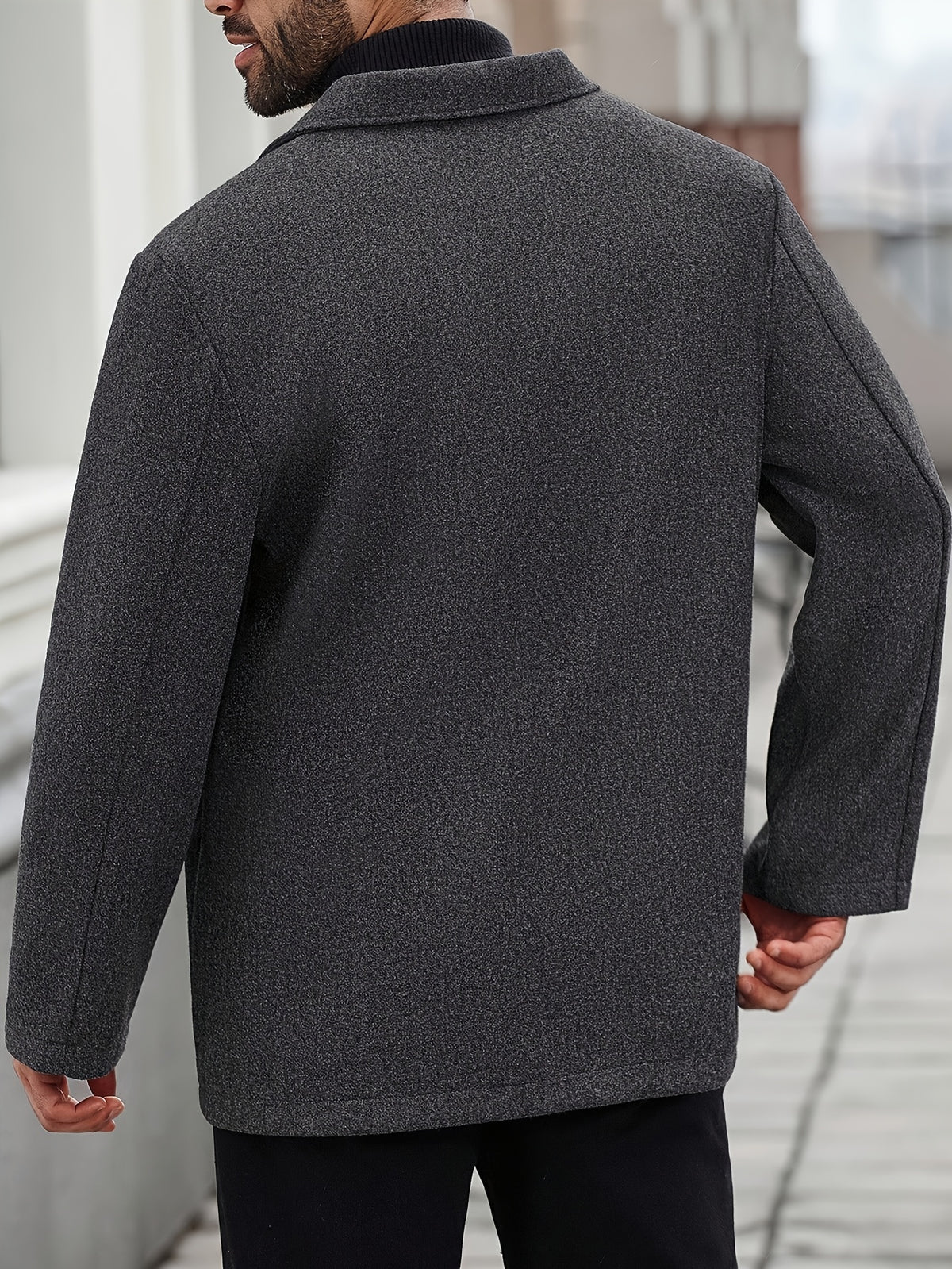 Men'S Fashion Herringbone Jacket, Casual Business Commuter Easy Multifunctional Button-Up Coat, Long Sleeve Men'S Jacket, Men'S Jacket Coat, Fall Winter Men'S Long Sleeve Top Coat - Grey
