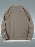 Autumn And Winter New Men'S Heavyweight 350G Fake Two-Piece Crew Neck Sweatshirt, Fashionable Raglan Sleeve Versatile Pullover, Loose Blend 67% + 33% Fiber Sports Sweatshirt - Gray Green