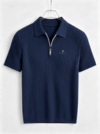Men's Outdoor Sports Printed Short-Sleeve Summer Casual Comfortable Polo Shirt - Navy Color