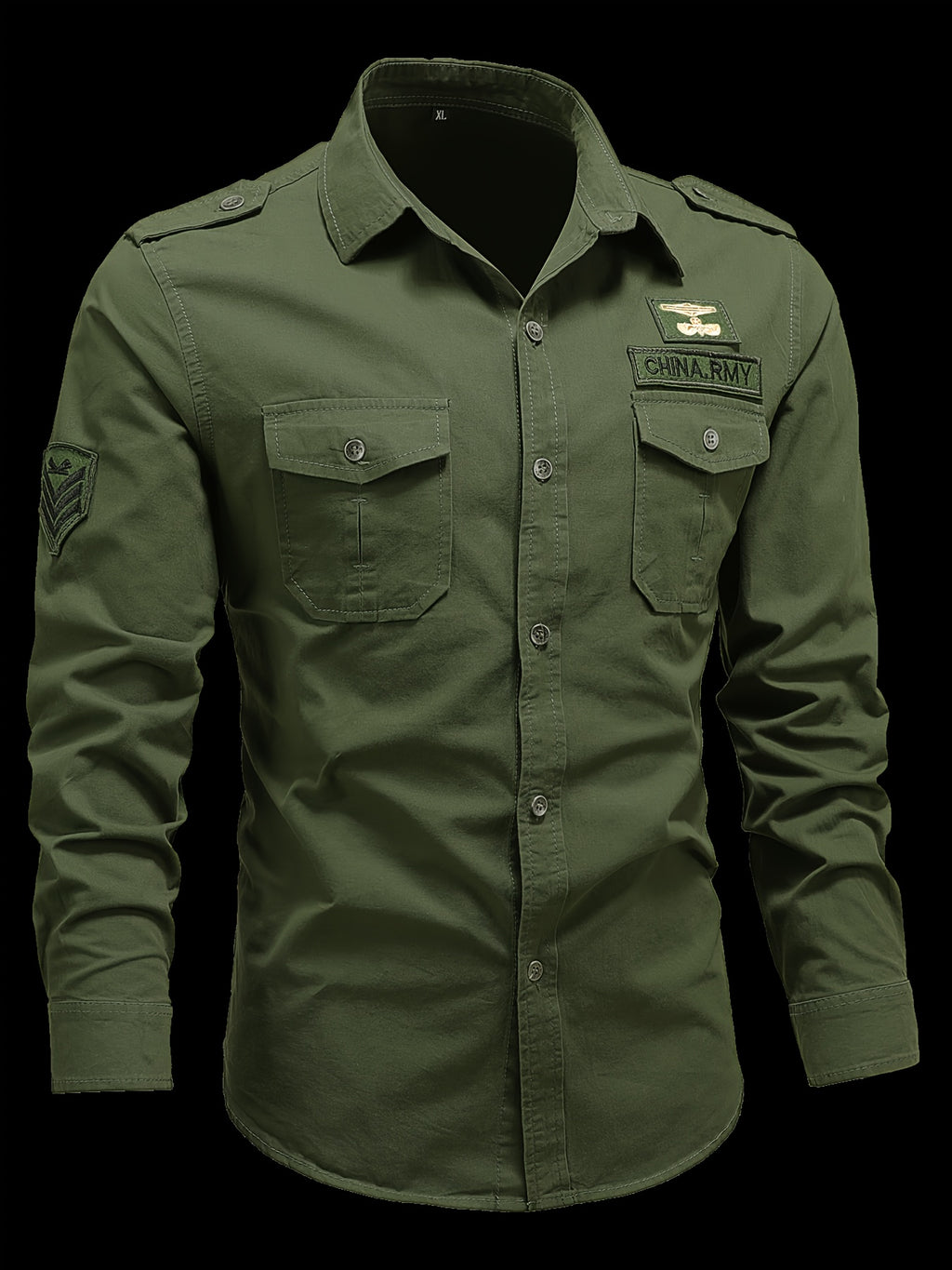 Men'S Long-Sleeved Shirt, Long-Sleeved Workwear, Casual Workwear, Twill Shirt, Top, Men'S Outdoor Plus Size Men'S Clothing, High-Density Twill Outdoor Shirt, Casual Workwear Top, Thin - Olive Green