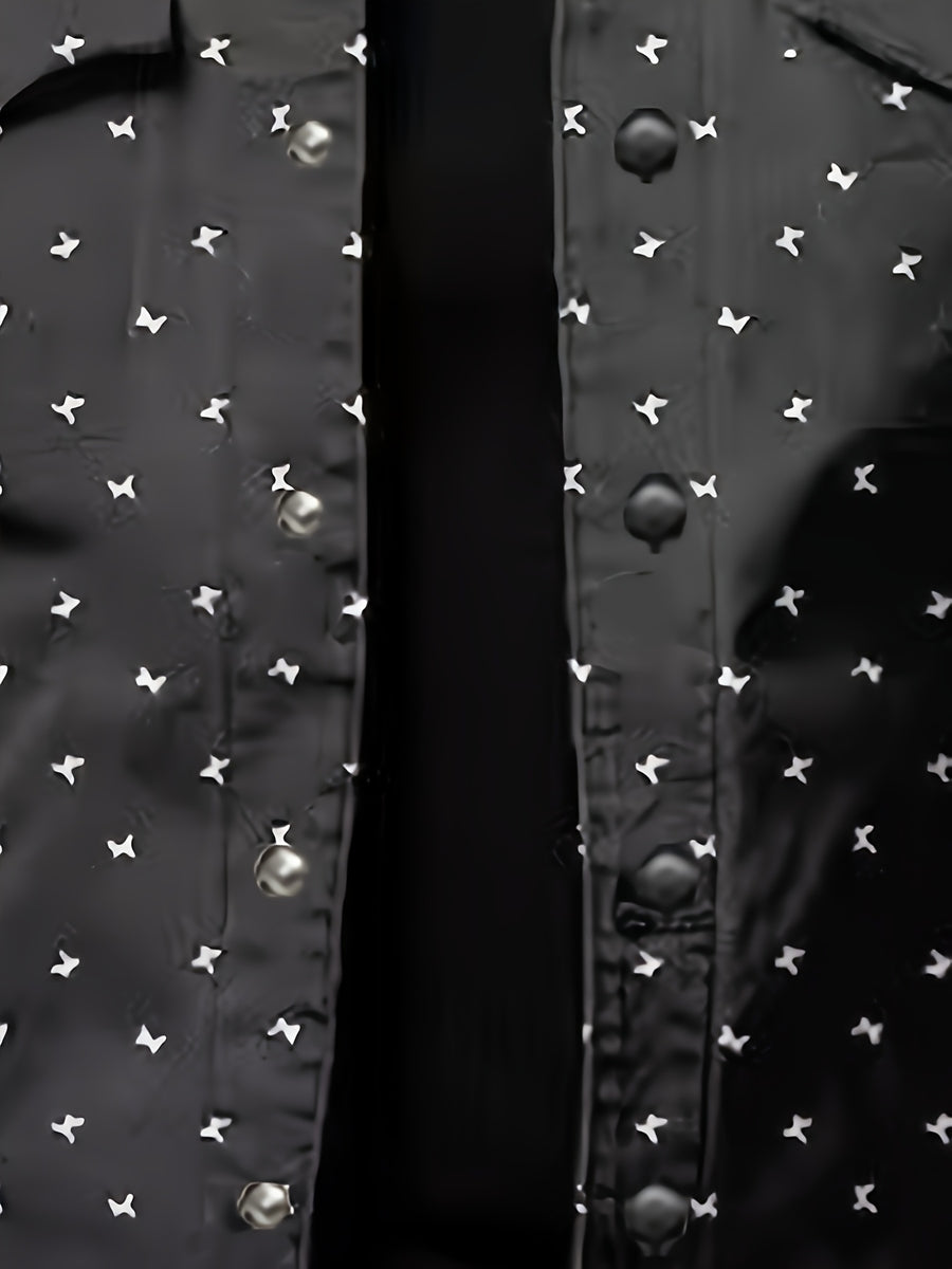 2025 New Spring/Autumn Men'S Gray Base Star Pattern Jacket, Textured And Individual, Street Outing And Trendy Gatherings, Easily Mastering Retro Trendy Man Style - jks749