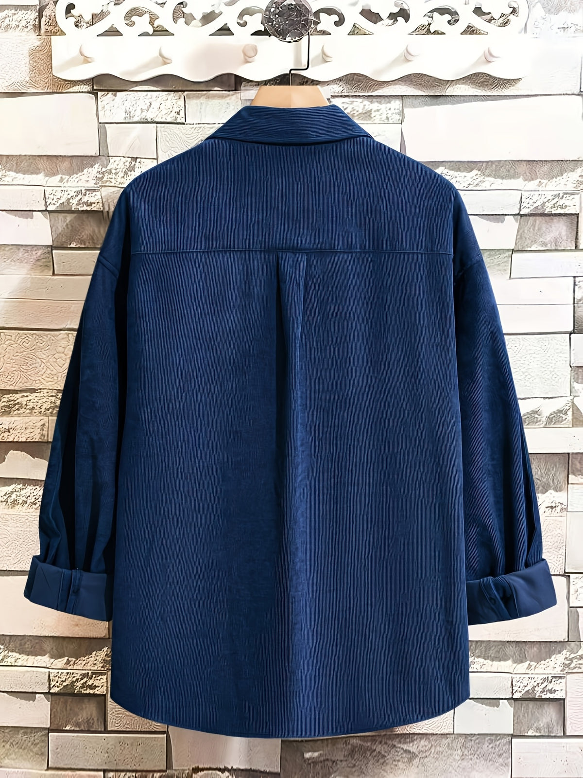 Men'S Double-Pocket Front-Button Shirt (T-Shirt Not Included) - Navy Color